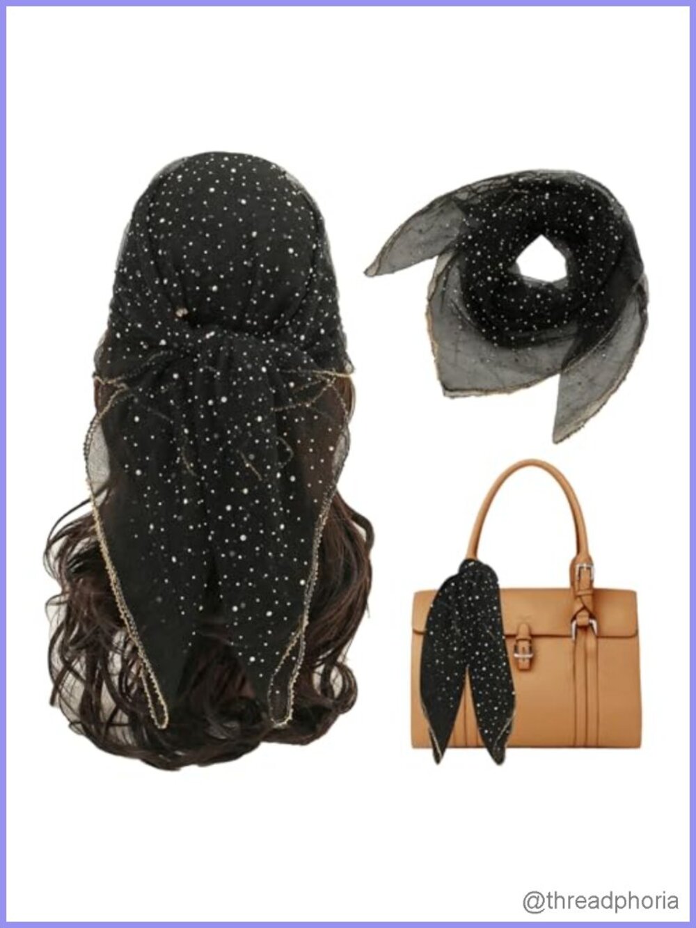 Oversized Square Scarf Rhinestone Bedazzled Satin Silk Feel Head Wrap Shawl